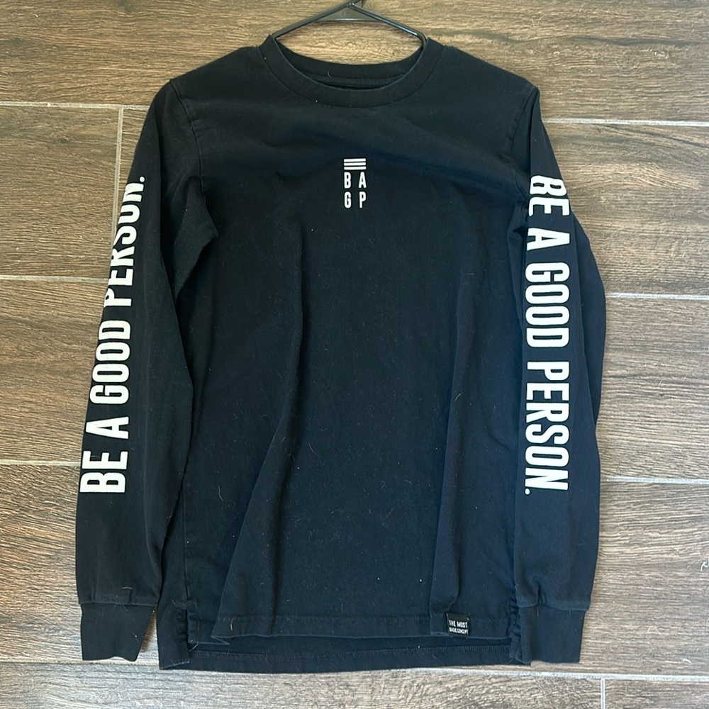 Be A Good Person Signature Print Long Sleeve Shirt - Black (Unisex)